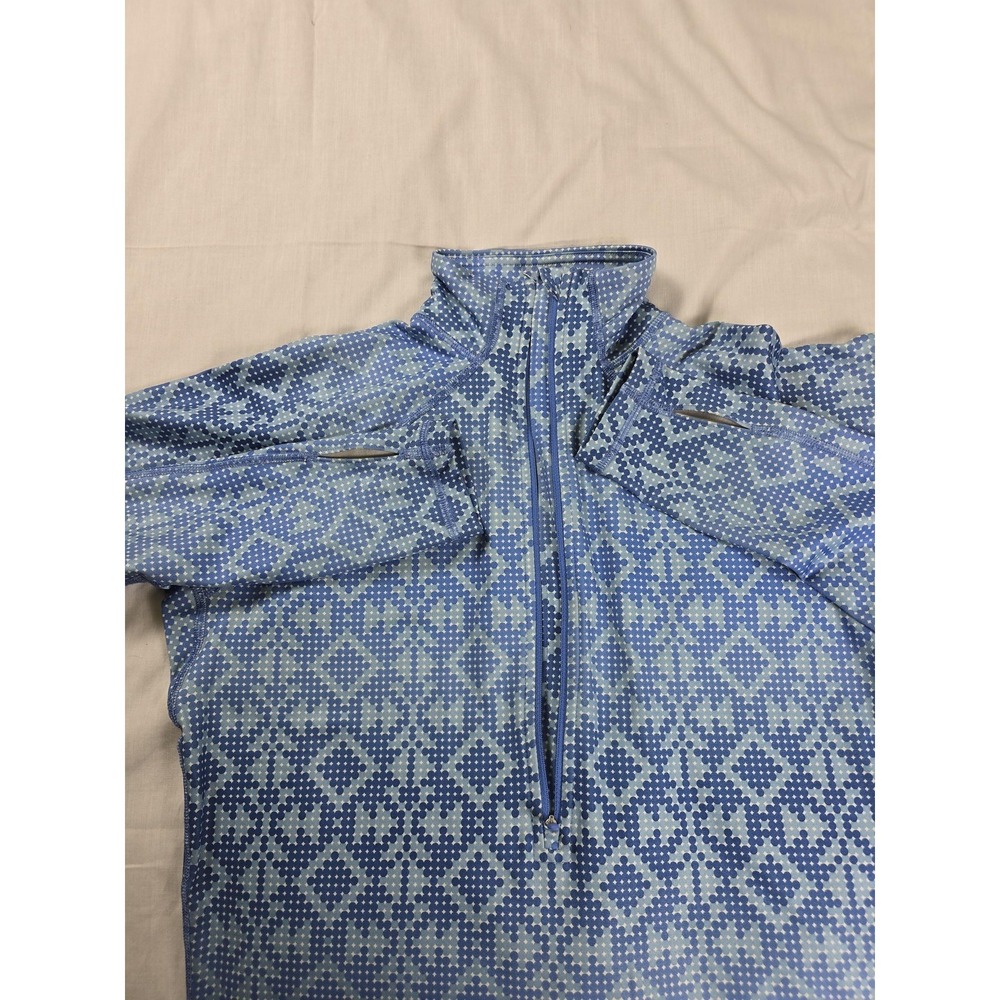 Nike Pro Pullover Womens Large Blue Dri-FIT Geometric 1/4 Zip Running Top